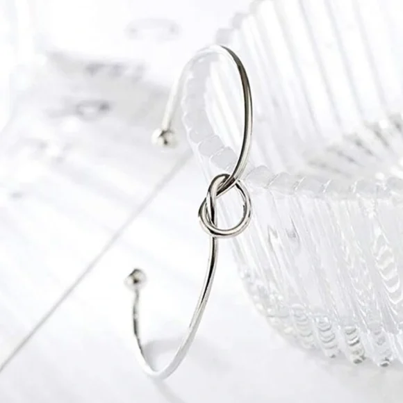 14k WG Plated Love Knot Cuff Bracelet - Picture 7 of 7